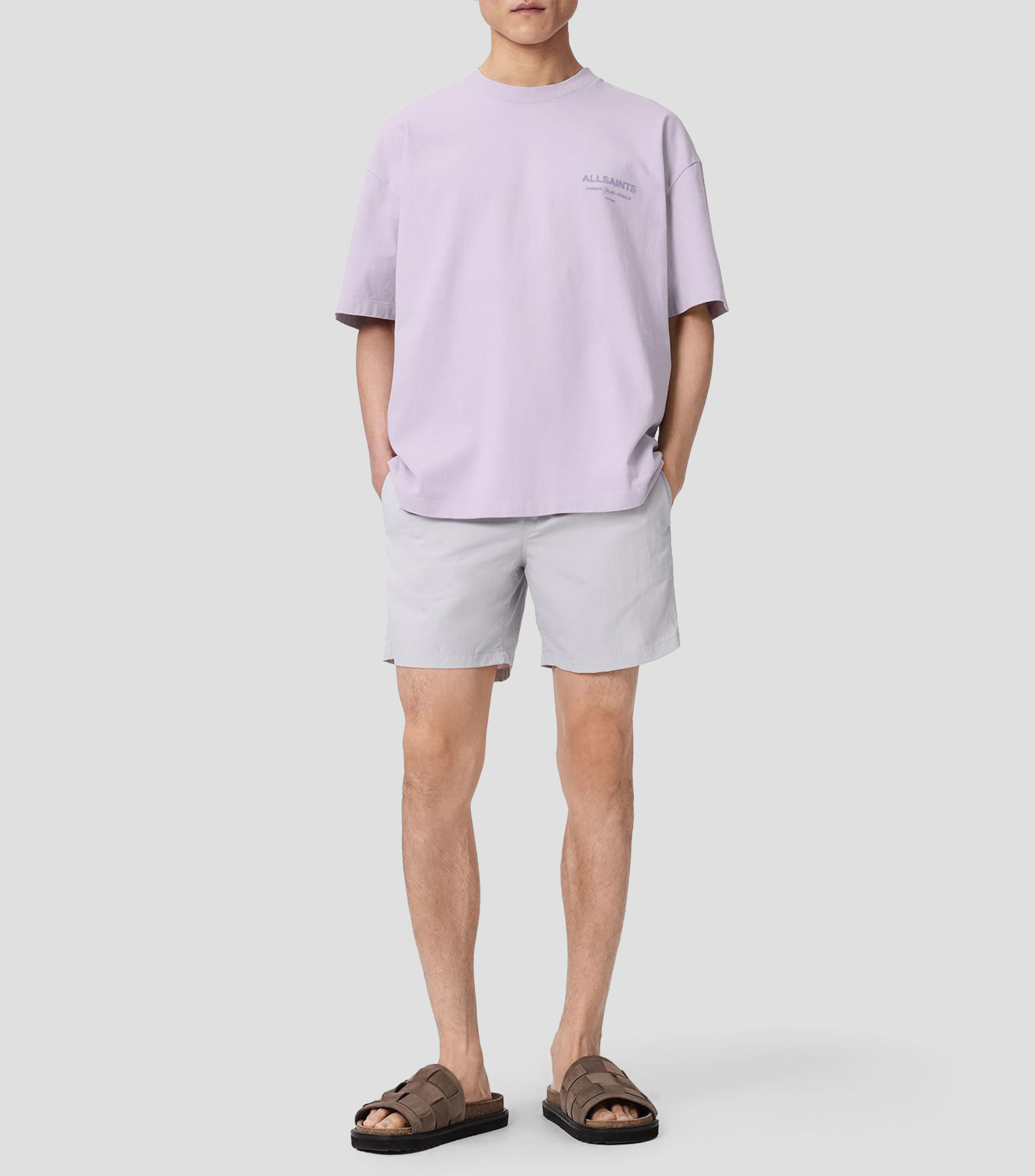 Playera de cuello redondo con manga corta lisa Hombre